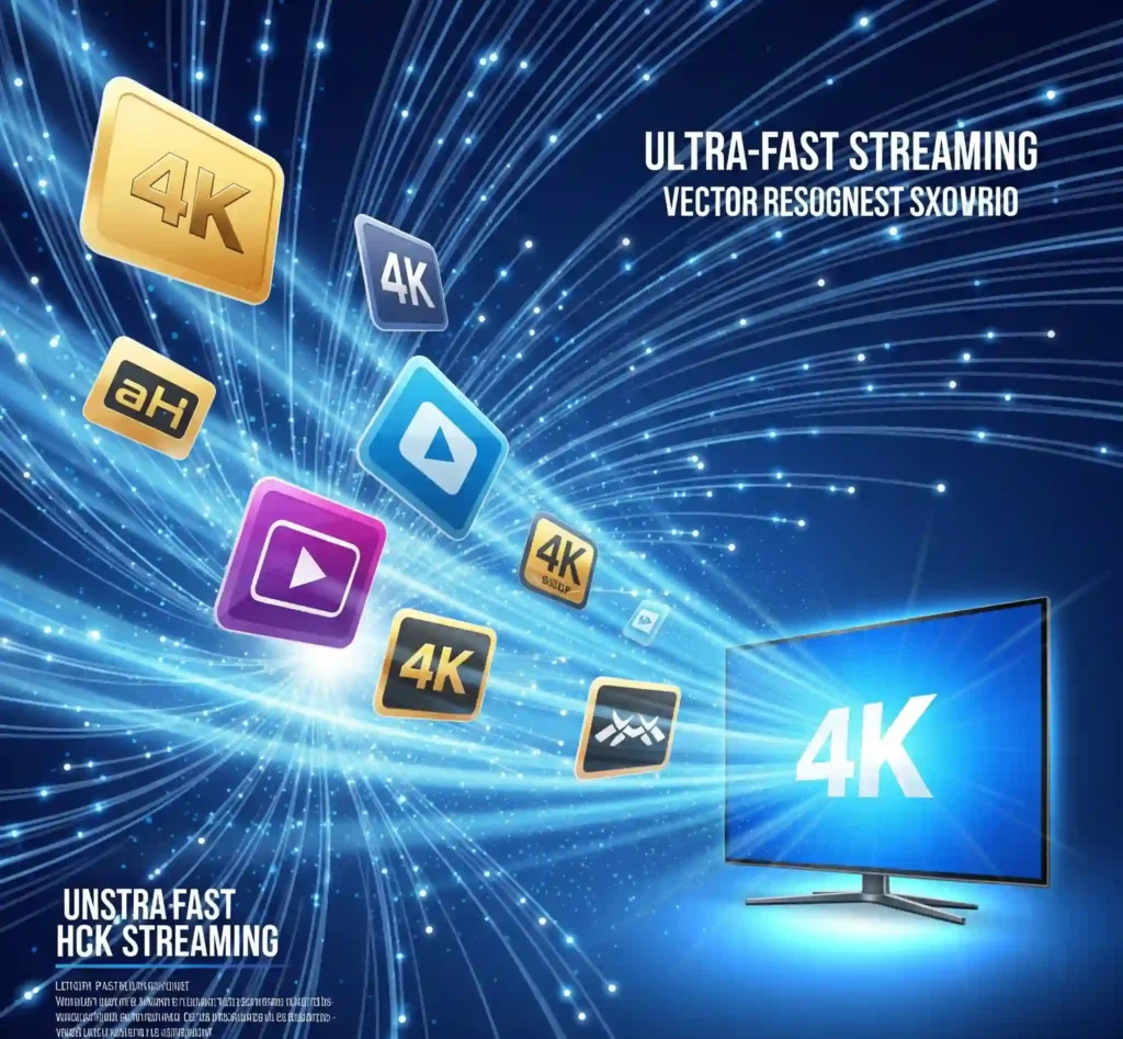 Smooth 4K Live IPTV streaming with no buffering on a UHD television screen